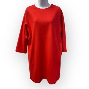 -F Frances Valentine Red Wool Sheath Dress
